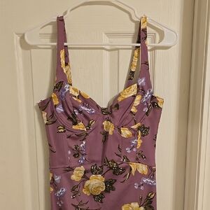 Floral Purple Dress with Yellow and Black Accents